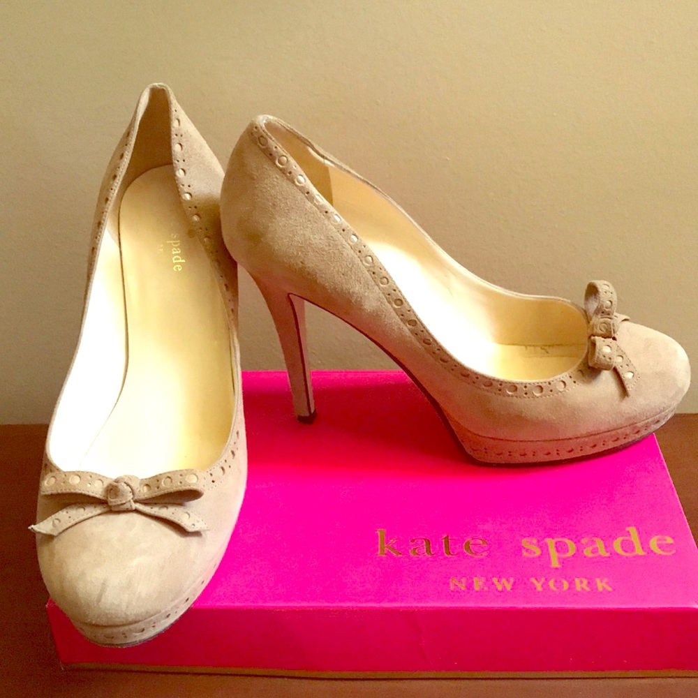 Tan Kate Spade Suede Heels